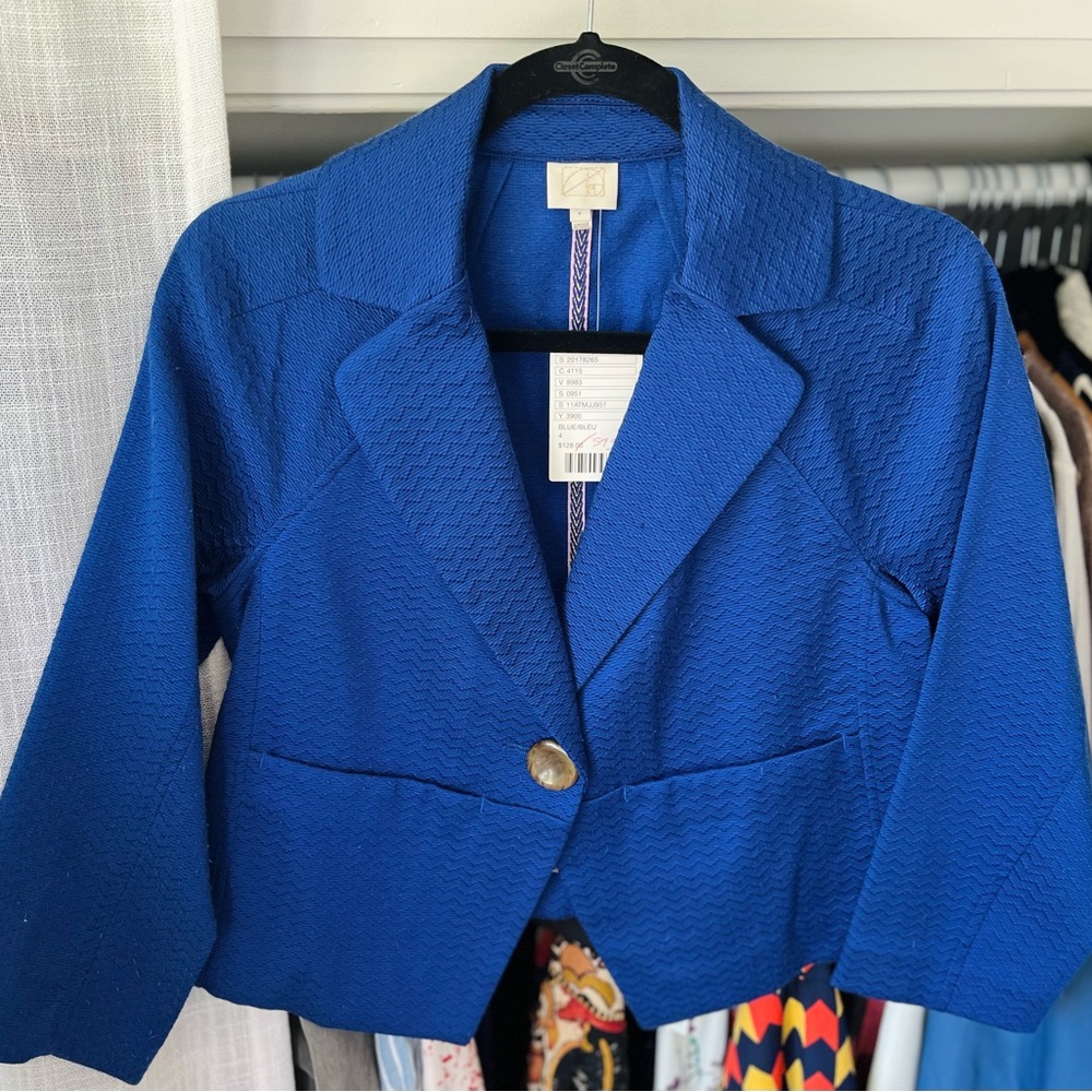 Anthropologie | NWT Blue Crop Blazer (Size 4)